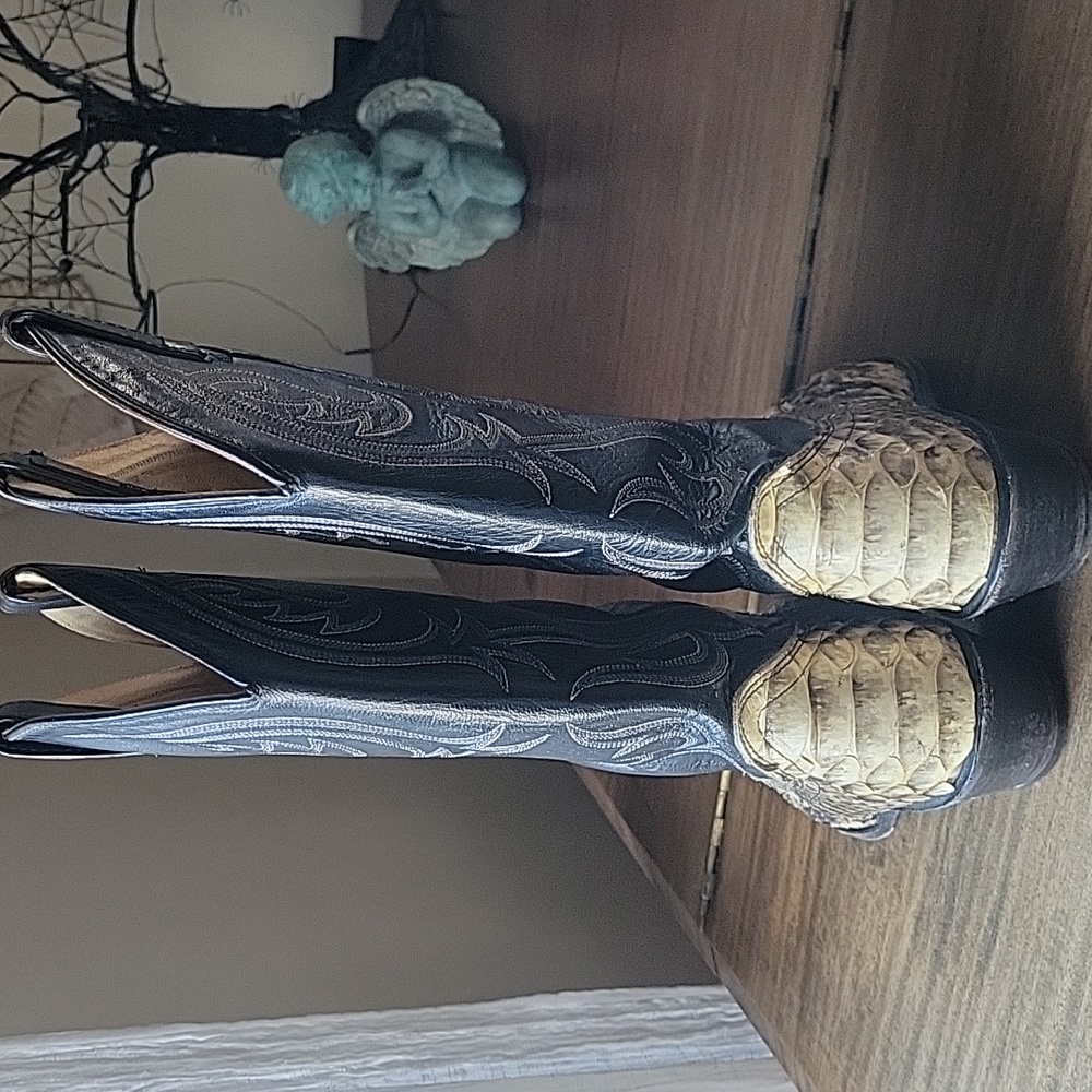 Dingo Snake Skin & Leather Western Cowboy Boots - Python Skin Boots Style 5130 - Picture 4 of 8
